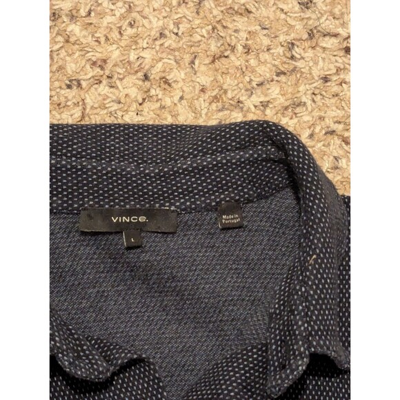 Vince Camuto Shirt Mens Large Button Down Blue Stretch Geometric Designer $125 - Picture 5 of 7
